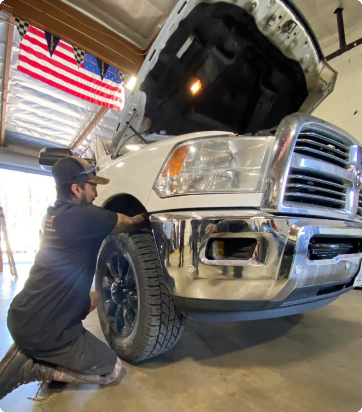 a man working on a car